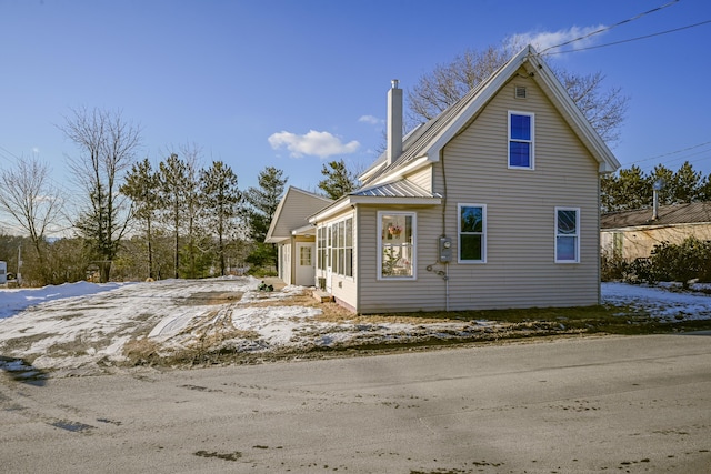 view of snow covered exterior