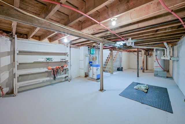 basement with gas water heater