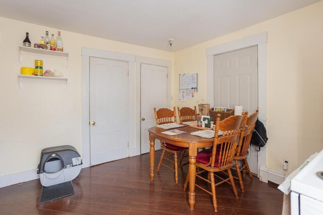 dining space featuring dark hardwood / wood-style flooring