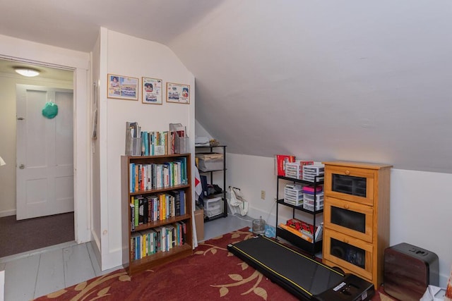 interior space featuring lofted ceiling