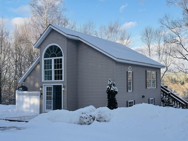 view of snowy exterior