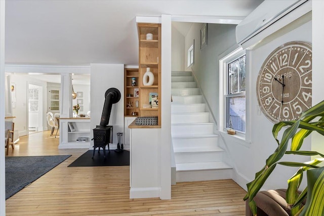 stairway with wood-type flooring