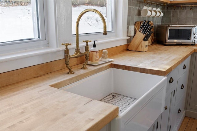 room details with wood counters and sink