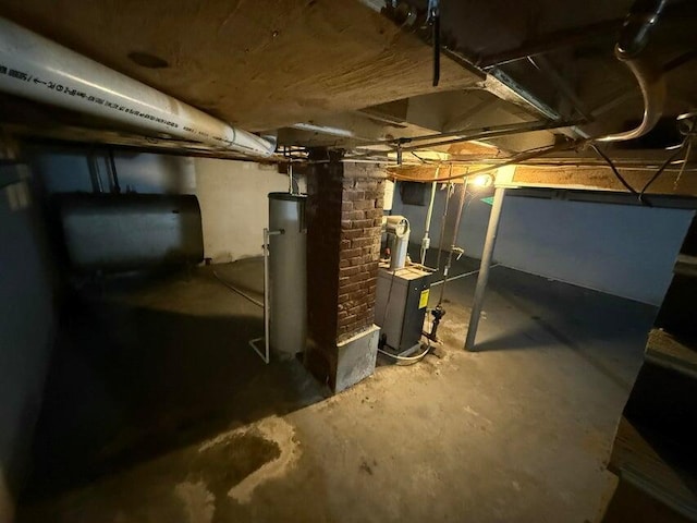 basement with gas water heater