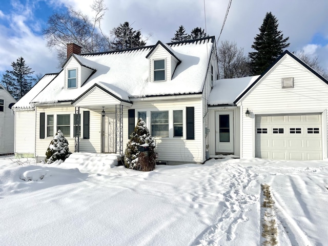 new england style home with a garage