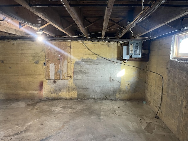 basement with electric panel