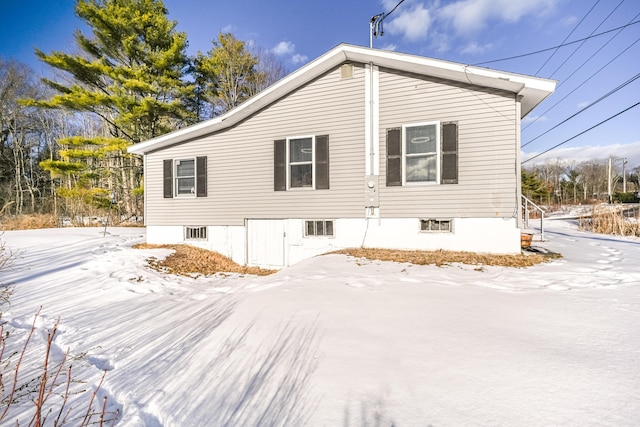 view of snowy exterior