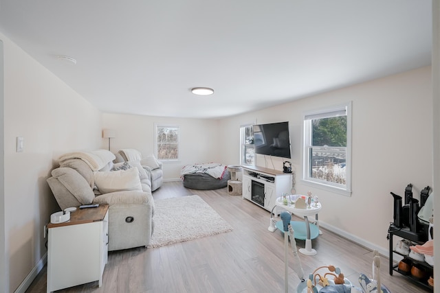 living room featuring light wood-type flooring