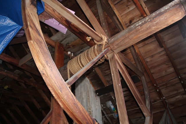 view of unfinished attic