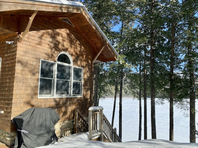 view of snow covered exterior