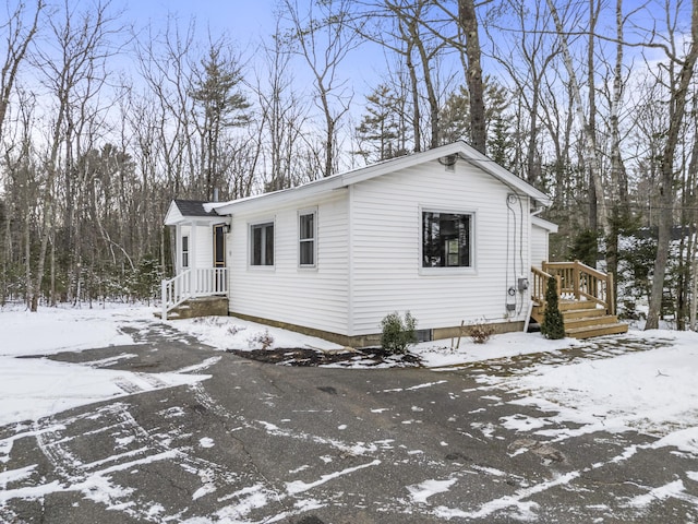 view of snow covered property