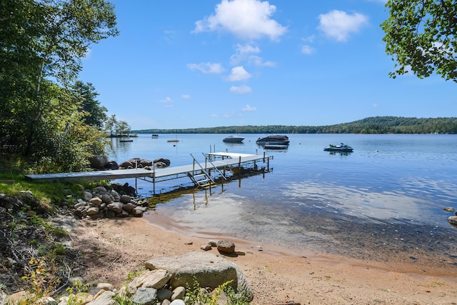 view of dock featuring a water view