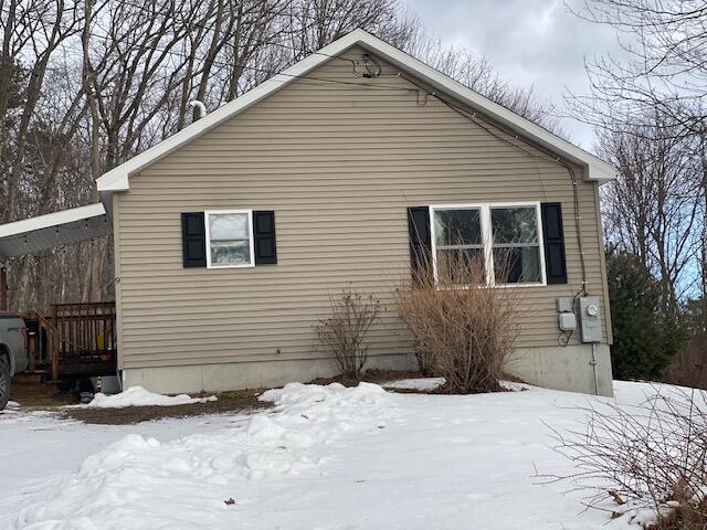 view of snow covered exterior