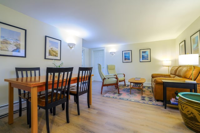 dining space with light hardwood / wood-style flooring