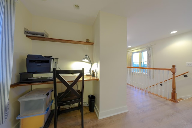 home office featuring light wood-type flooring