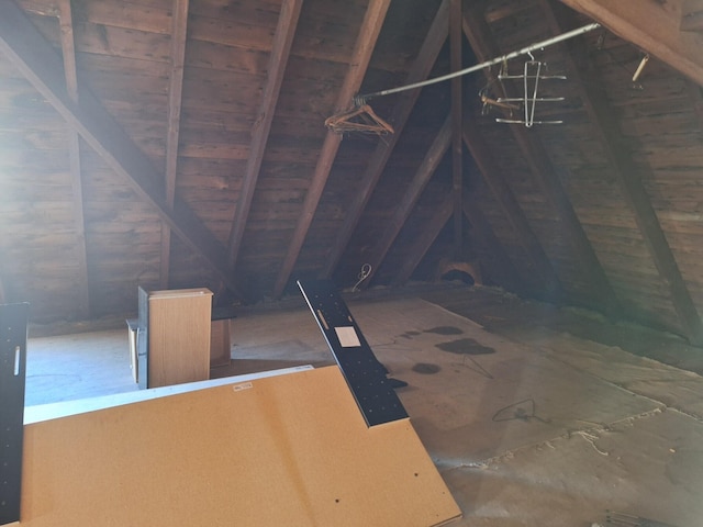 view of unfinished attic