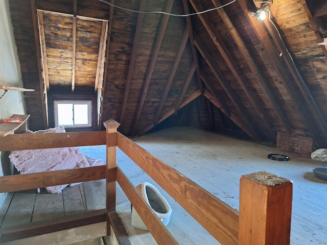 view of unfinished attic