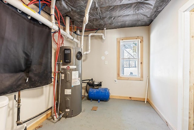 utility room featuring heat pump water heater