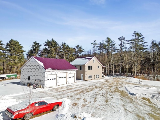 exterior space with a garage