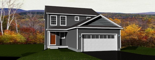 LOT9 Westhaven Ln, Wells, ME 04090 - view of front of property with aphalt driveway, a mountain view, an attached garage, and a front yard