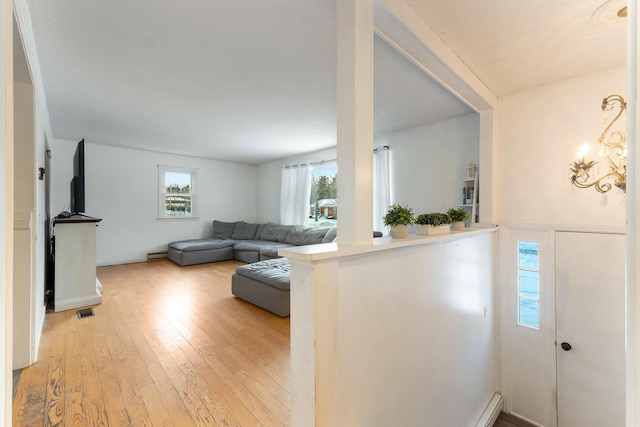 living room featuring light wood-type flooring