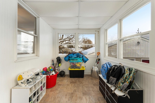 sunroom with a drop ceiling