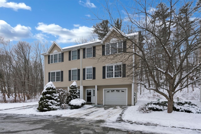 view of front of property with a garage