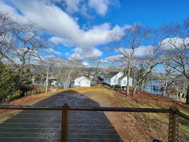 exterior space featuring a water view