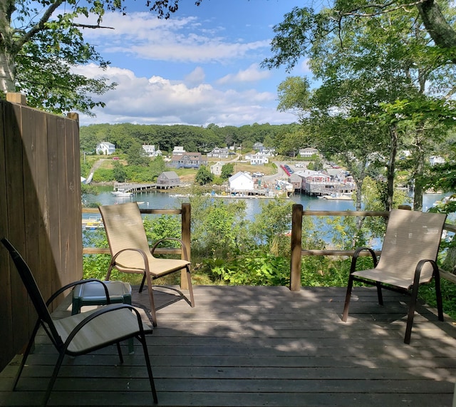 deck with a water view