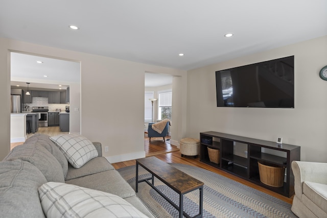 living room with hardwood / wood-style floors