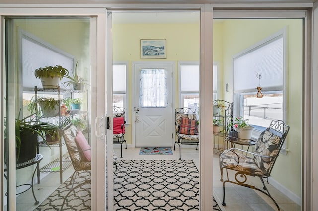 foyer featuring french doors