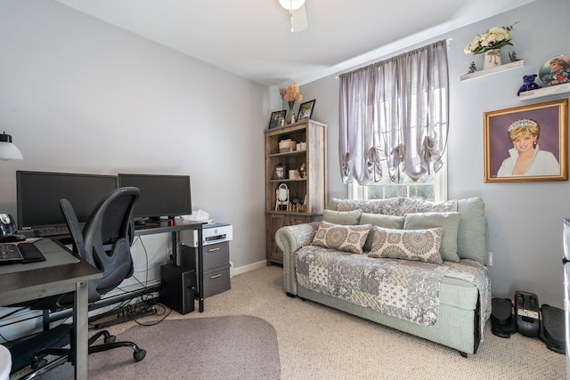 view of carpeted home office