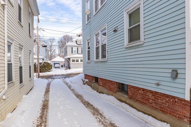 view of snowy exterior