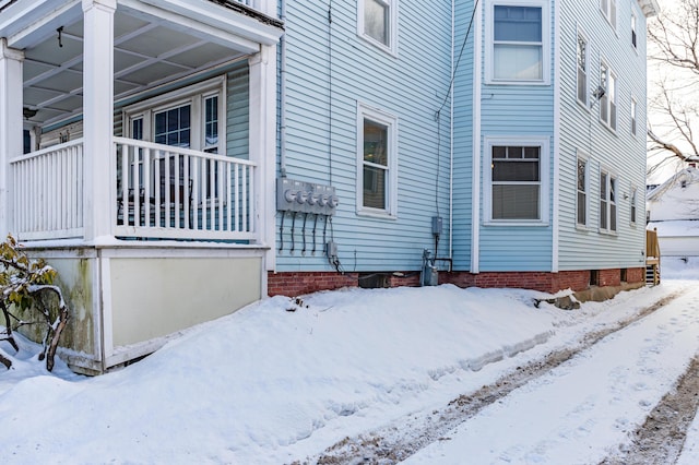 view of snow covered exterior