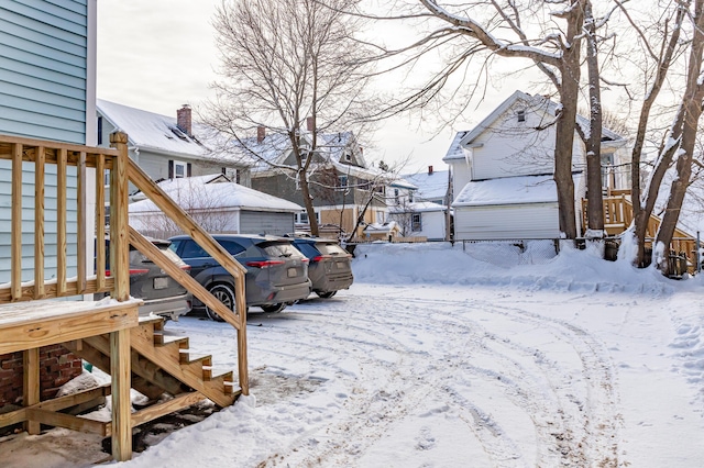 view of yard covered in snow