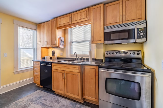 kitchen featuring stainless steel appliances, a healthy amount of sunlight, and sink