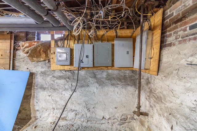 basement with electric panel