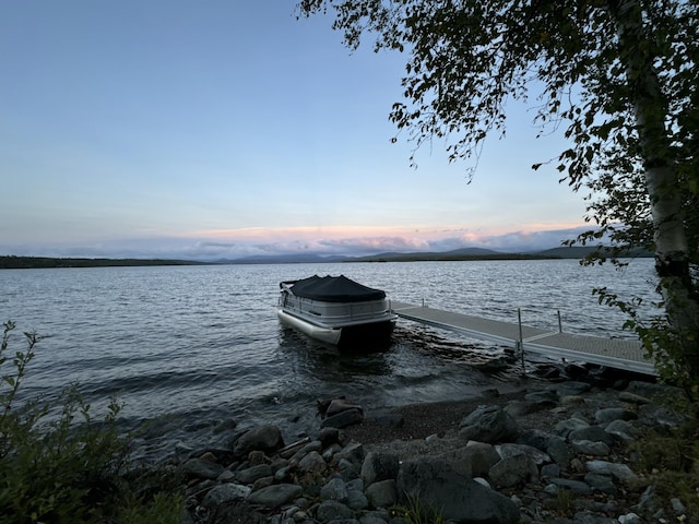 view of water feature with a boat dock