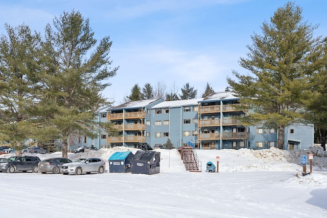 view of snow covered property