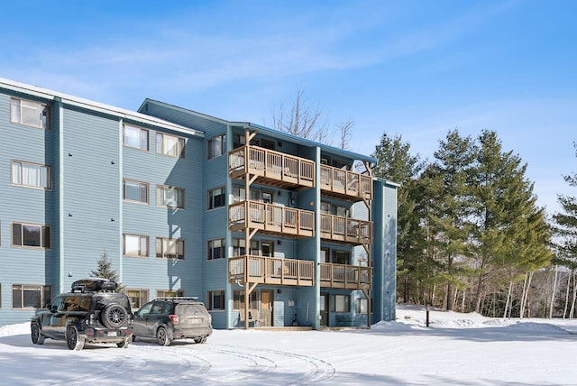 view of snow covered property