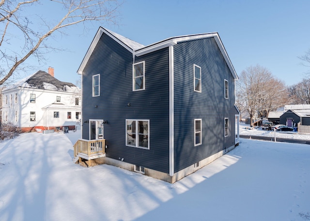 view of snow covered exterior