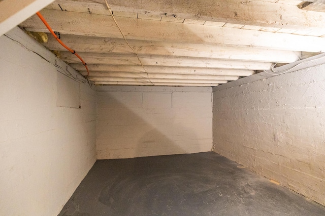 view of unfinished basement