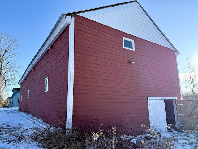 view of snow covered property