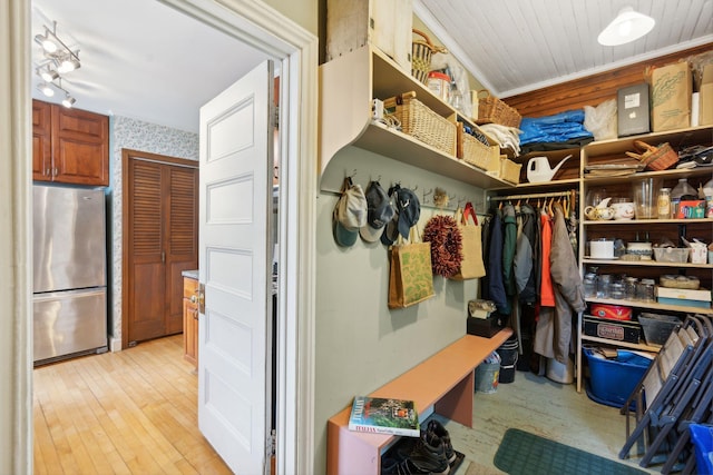 mudroom with light wood-type flooring