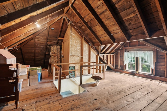 view of unfinished attic