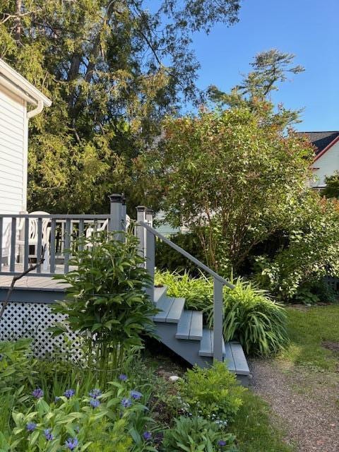 view of yard with a deck