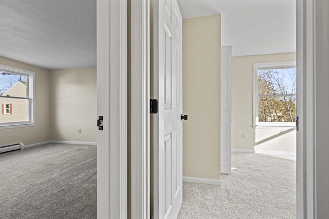 hall with light carpet