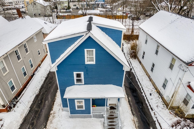 view of snowy aerial view