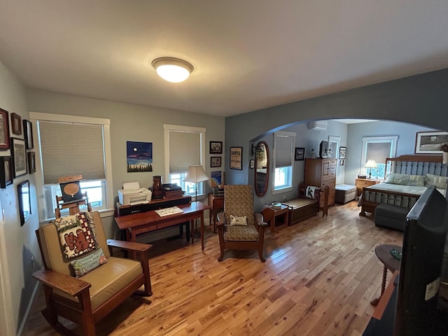 sitting room with light wood-type flooring