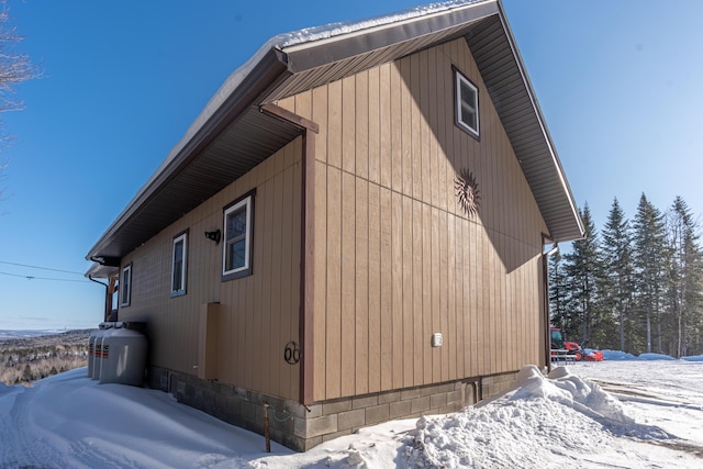 view of snow covered exterior